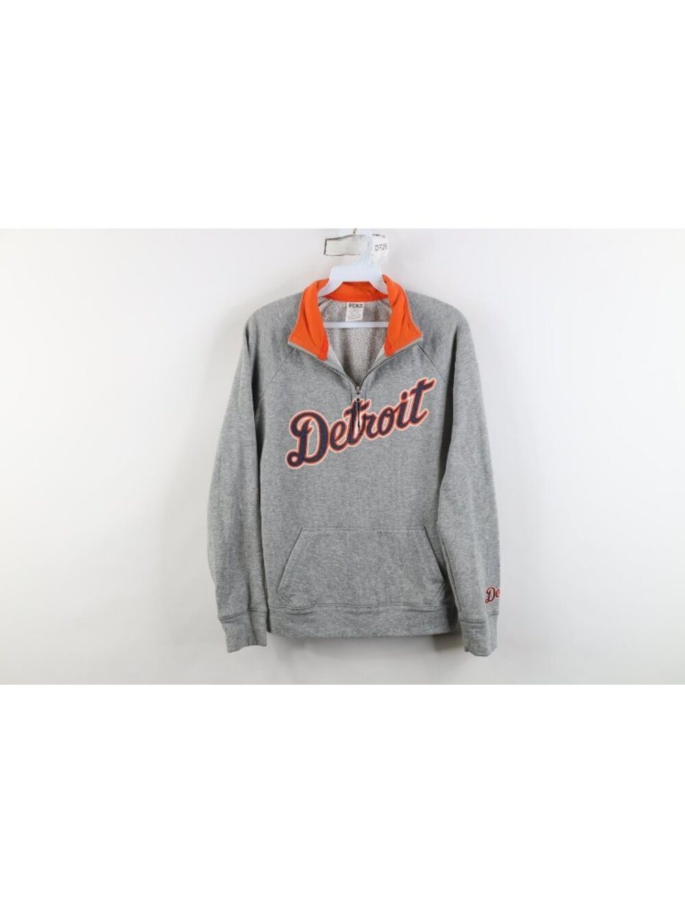 Pink Victoria's Secret Womens XS Detroit Tigers Baseball 1/4 Zip Sweatshirt Gray